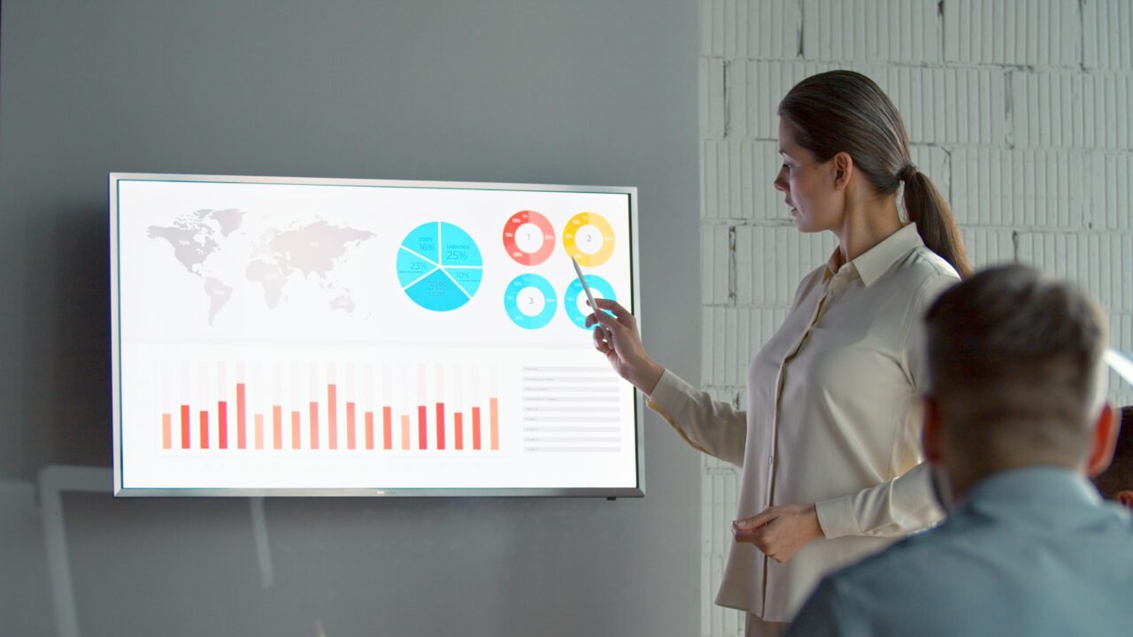 Young businesswoman lead group of business financial team in strategic meeting presentation