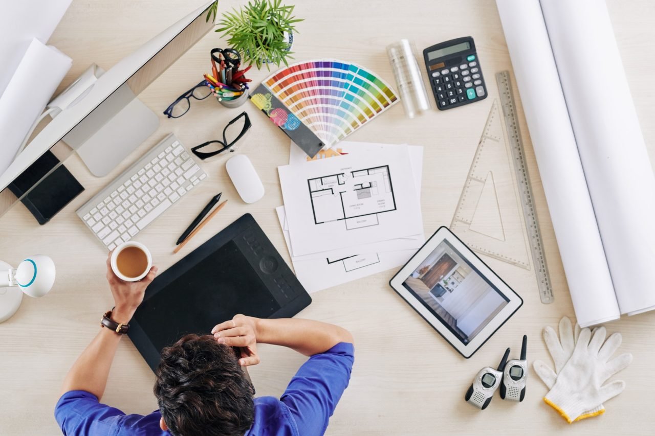 Interior designer calling on phone