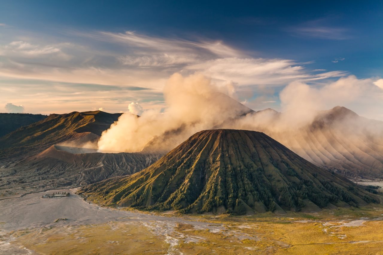 Sunrise at Mount Bromo volcano, the magnificent view