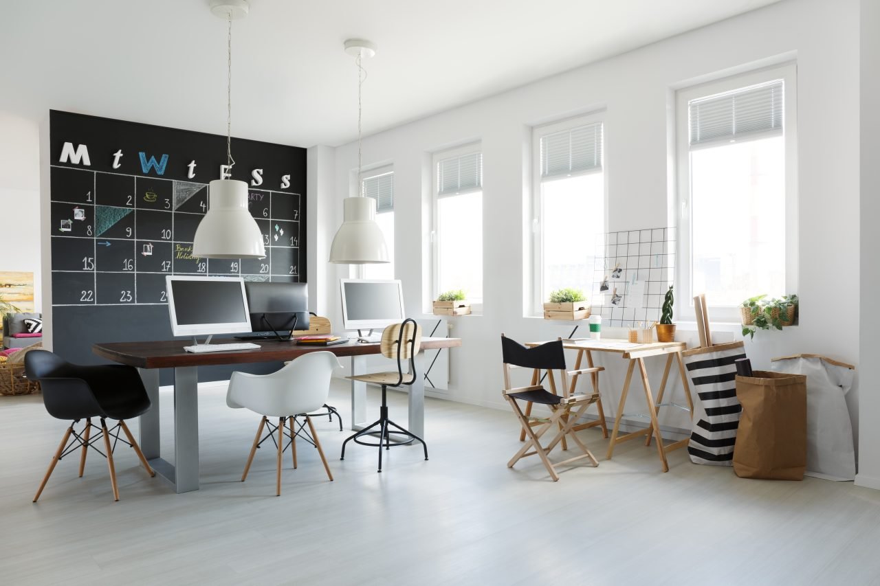 Office with blackboard